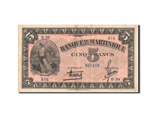 Billete, 5 Francs, 1942, Martinica, KM:16b, Undated, MBC