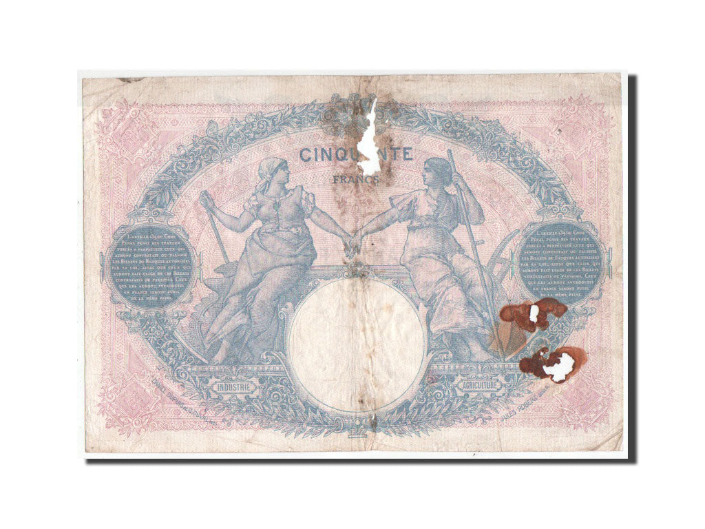 France, 50 Francs Bleu et Rose, Juillet 1923, KM:64g