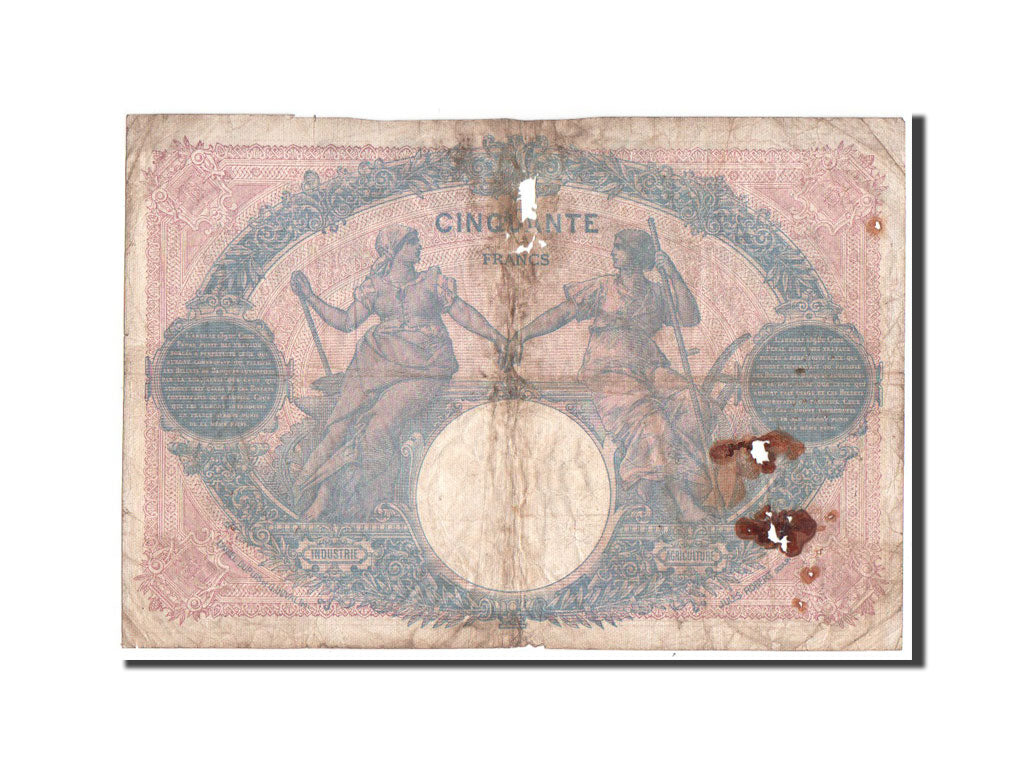 France, 50 Francs Bleu et Rose, 1916, KM:64e
