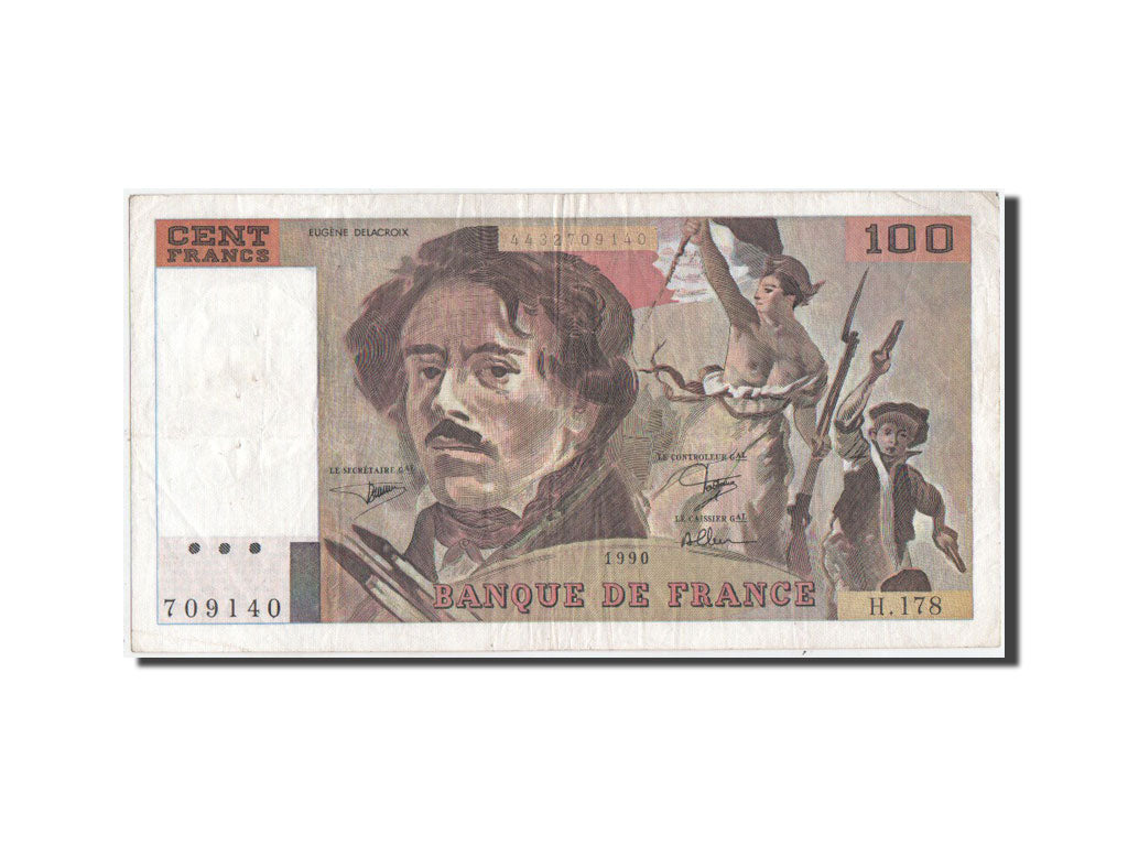 France, 100 Francs Delacroix, 1990, KM:154e