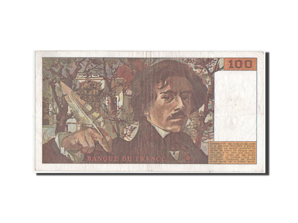 France, 100 Francs Delacroix, 1990, KM:154e