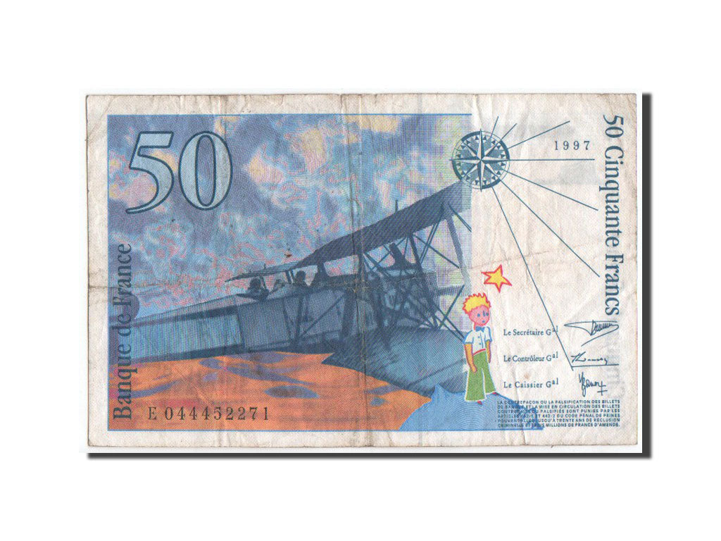 France, 50 Francs St-Exupery, 1997, KM:157Ad
