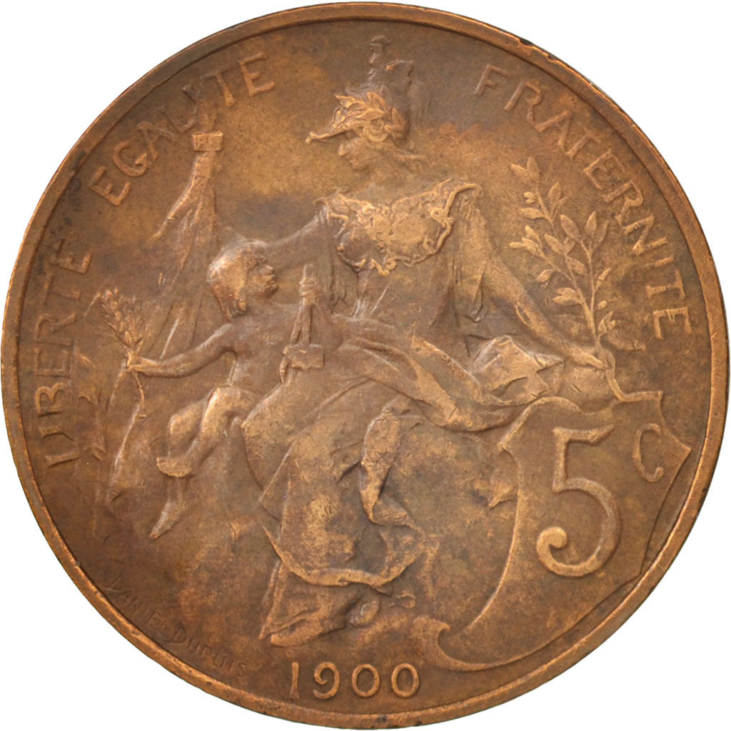 Münze, Frankreich, Dupuis, 5 Centimes, 1900, Paris, SS+, Bronze, KM:842