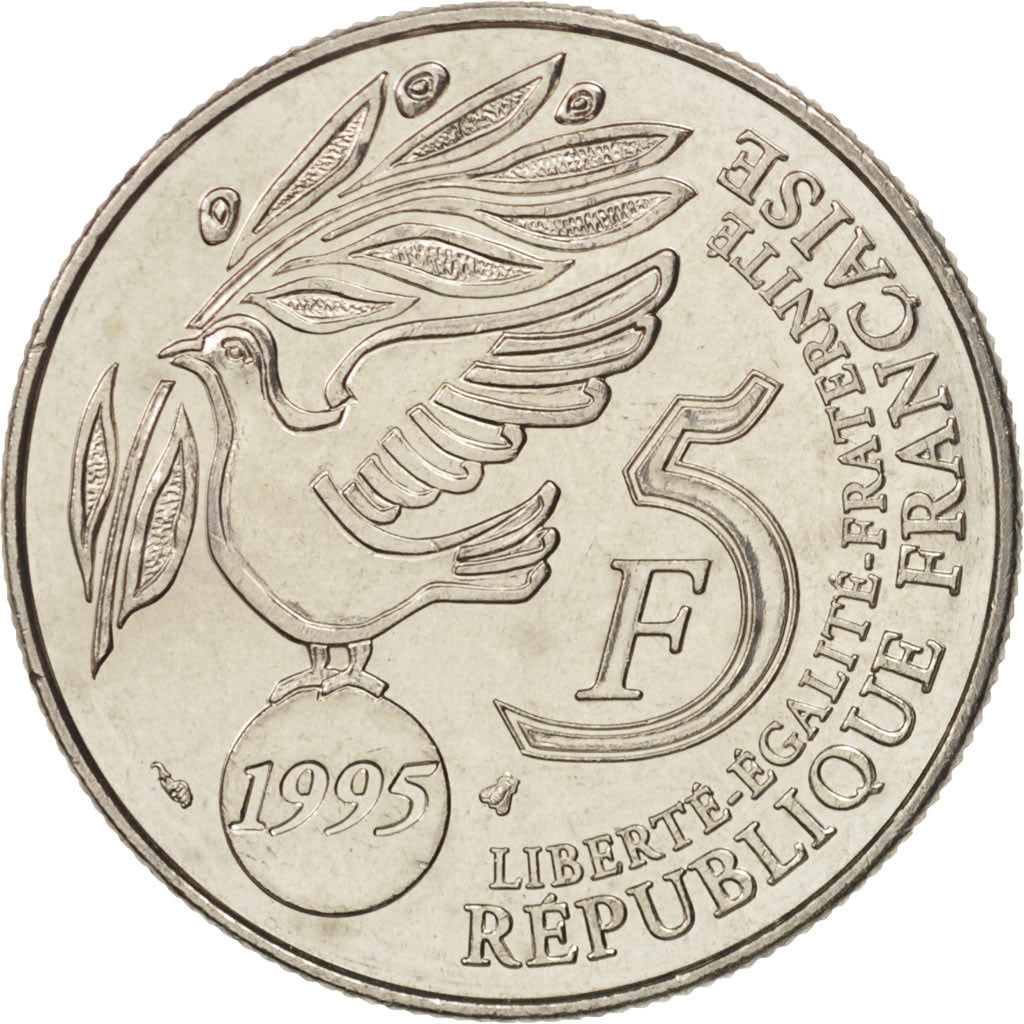 France, ONU, 5 Francs, 1995, Paris, SUP+, Nickel Clad Copper-Nickel, Gadoury:776