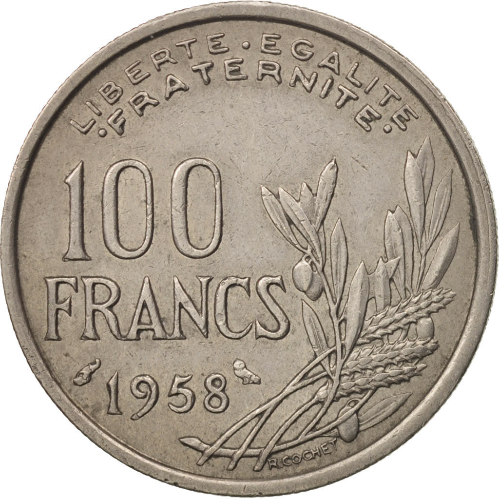 Coin, France, Cochet, 100 Francs, 1958, Paris, VF(30-35), Copper-nickel