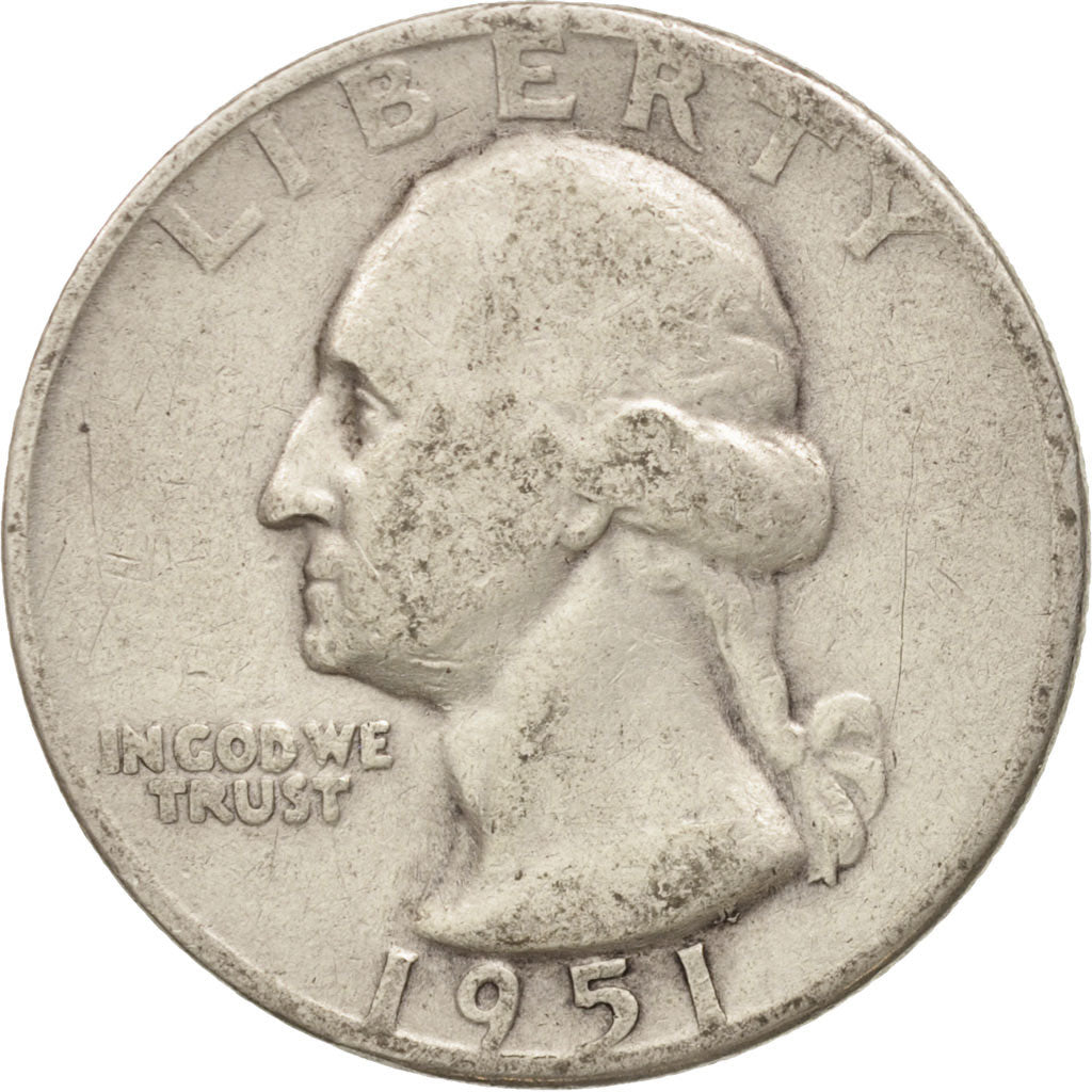 États-Unis, Washington Quarter, Quarter, 1951, U.S. Mint, Denver, TB, Argent
