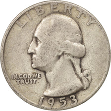 États-Unis, Washington Quarter, Quarter, 1953, U.S. Mint, Philadelphia, B+