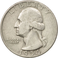 États-Unis, Washington Quarter, Quarter, 1954, U.S. Mint, Denver, TB+, Argent