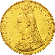 Great Britain, Victoria, 5 Pounds, 1887, AU(50-53), Gold, KM:769