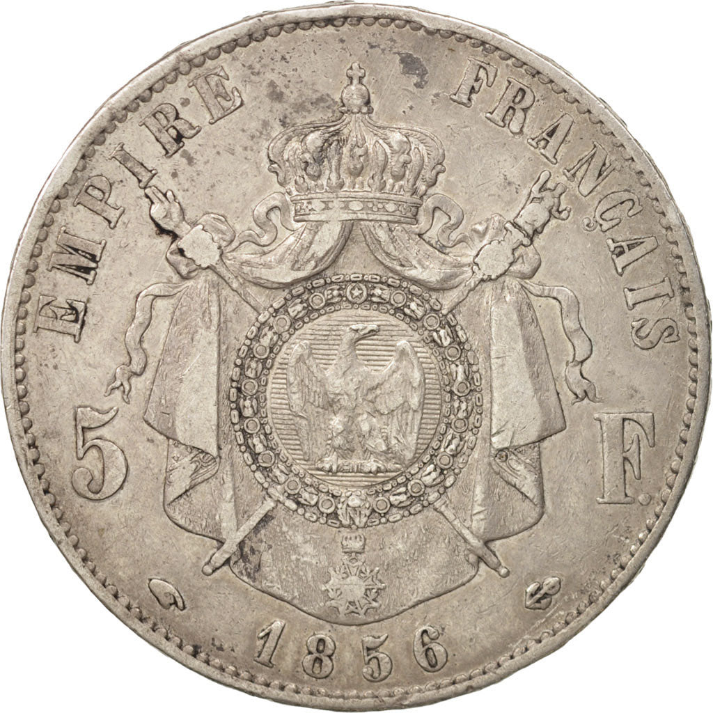 France, Napoleon III, 5 Francs, 1856, Paris, VF(30-35), Silver