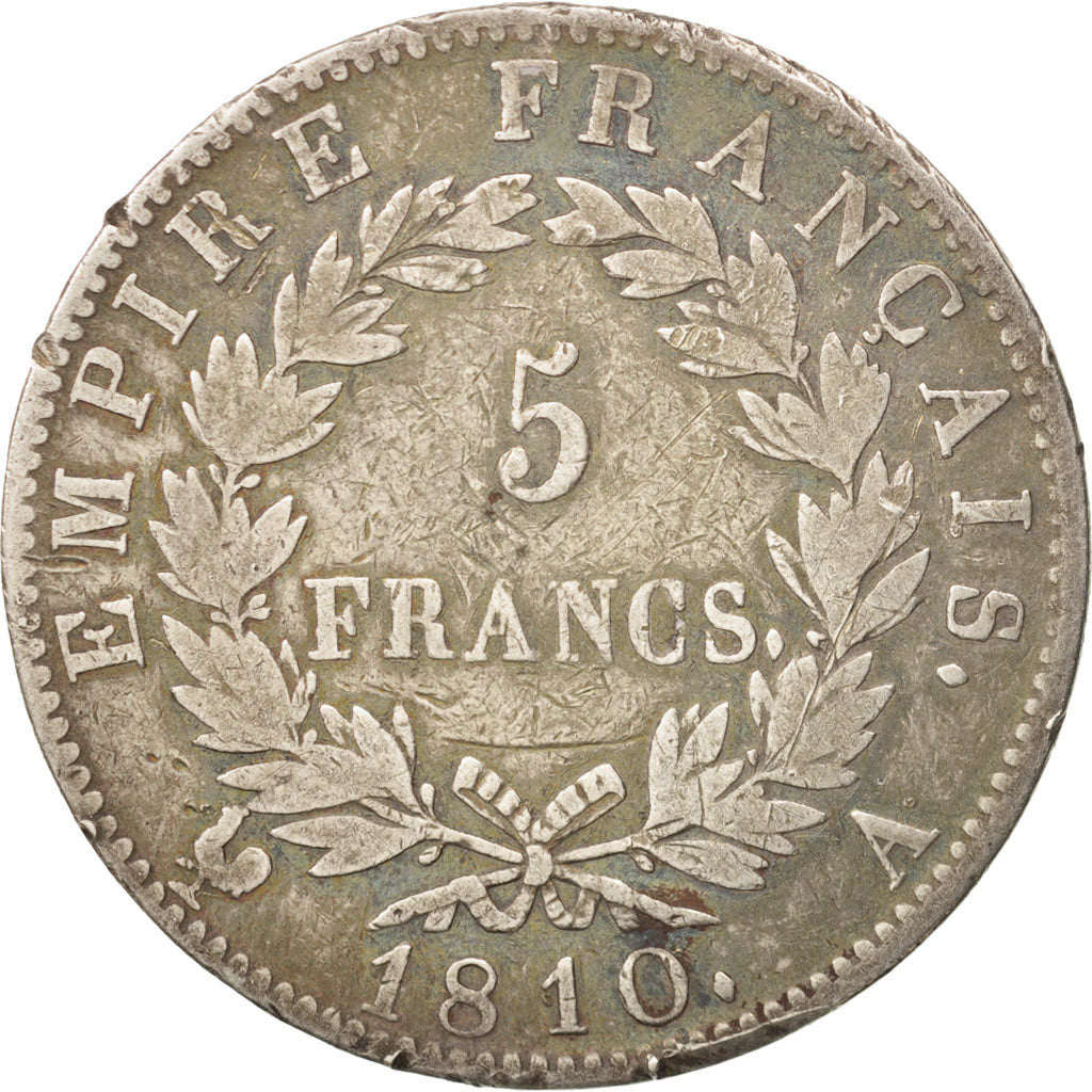 France, Napoléon I, 5 Francs, 1810, Paris, VF(20-25), Silver, KM:694.1