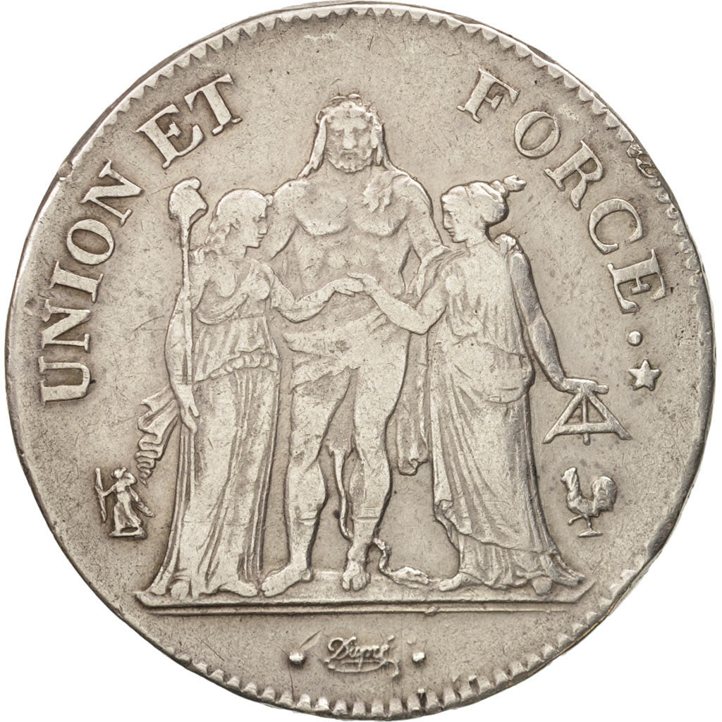 France, Union et Force, 5 Francs, AN 11, Paris, TTB, Argent, KM:639.1