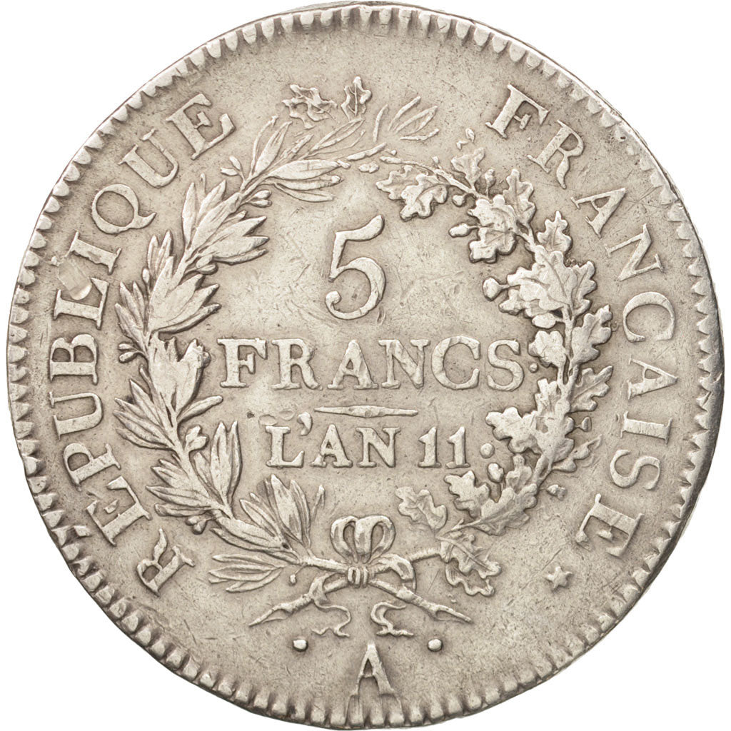 France, Union et Force, 5 Francs, AN 11, Paris, TTB, Argent, KM:639.1