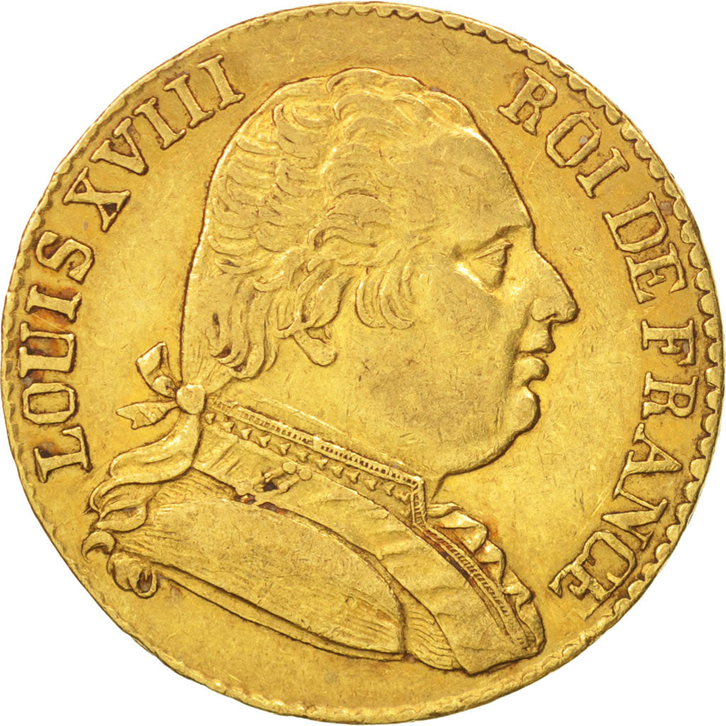 France, Louis XVIII, Louis XVIII, 20 Francs, 1815, London, TTB, Or, KM:706.7