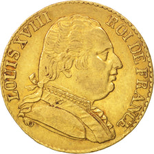 France, Louis XVIII, Louis XVIII, 20 Francs, 1815, London, TTB, Or, KM:706.7