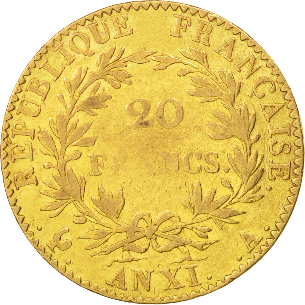 France, Napoléon I, 20 Francs, An XI, Paris, VF(20-25), Gold, KM:651