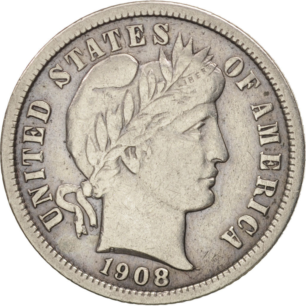 United States, Barber Dime, Dime, 1908, U.S. Mint, Philadelphia, EF(40-45)