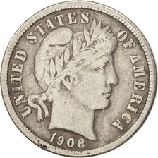 United States, Barber Dime, Dime, 1908, U.S. Mint, Denver, VF(20-25), Silver