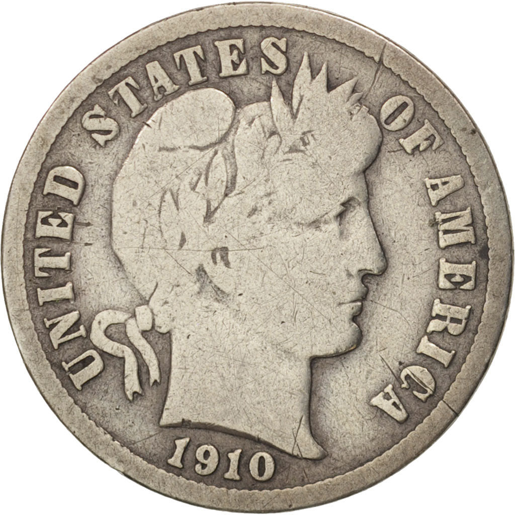 United States, Barber Dime, Dime, 1910, U.S. Mint, Philadelphia, VG(8-10)