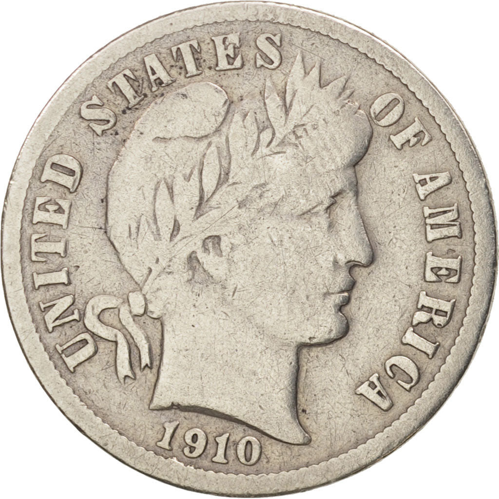 United States, Barber Dime, Dime, 1910, U.S. Mint, Denver, F(12-15), Silver