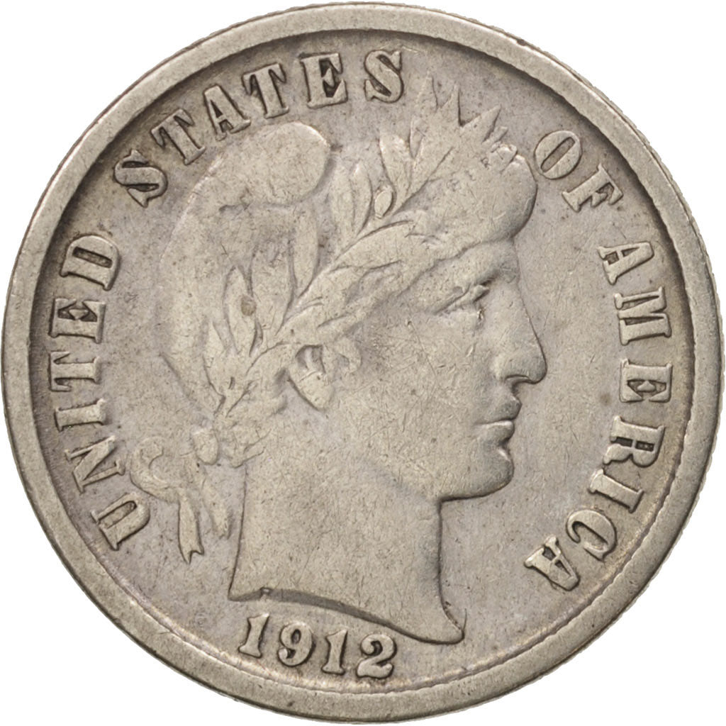 United States, Barber Dime, Dime, 1912, U.S. Mint, Denver, VF(30-35), Silver