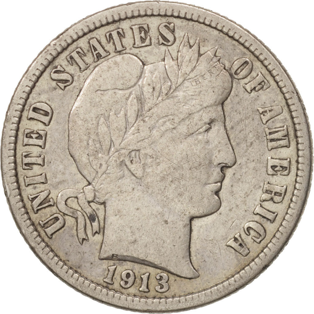 Moneda, Estados Unidos, Barber Dime, Dime, 1913, U.S. Mint, Philadelphia, BC+