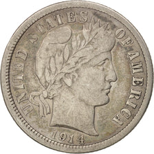 États-Unis, Barber Dime, Dime, 1914, U.S. Mint, Philadelphia, TB+, Argent