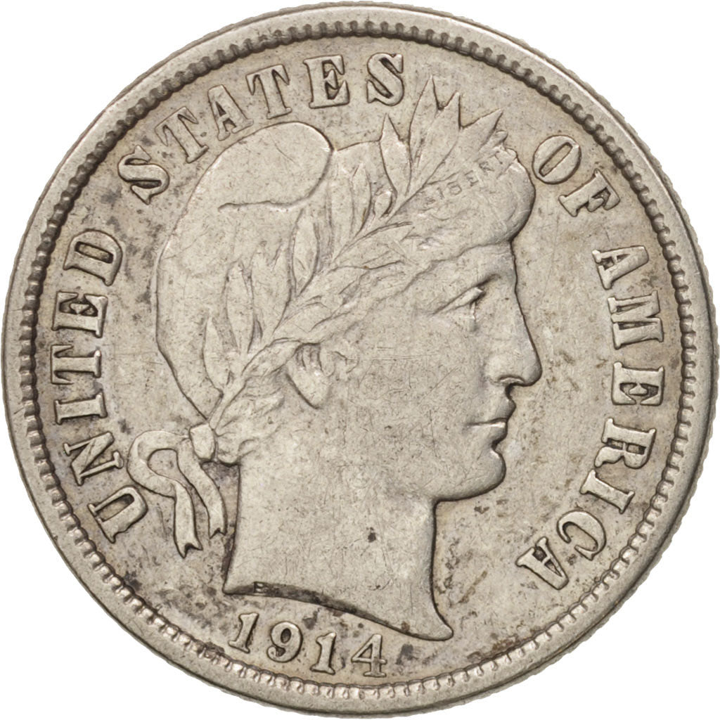 United States, Barber Dime, Dime, 1914, U.S. Mint, Denver, EF(40-45), Silver