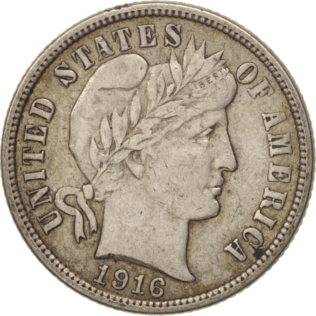 United States, Barber Dime, Dime, 1916, U.S. Mint, Philadelphia, EF(40-45)