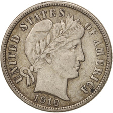 United States, Barber Dime, Dime, 1916, U.S. Mint, Philadelphia, EF(40-45)