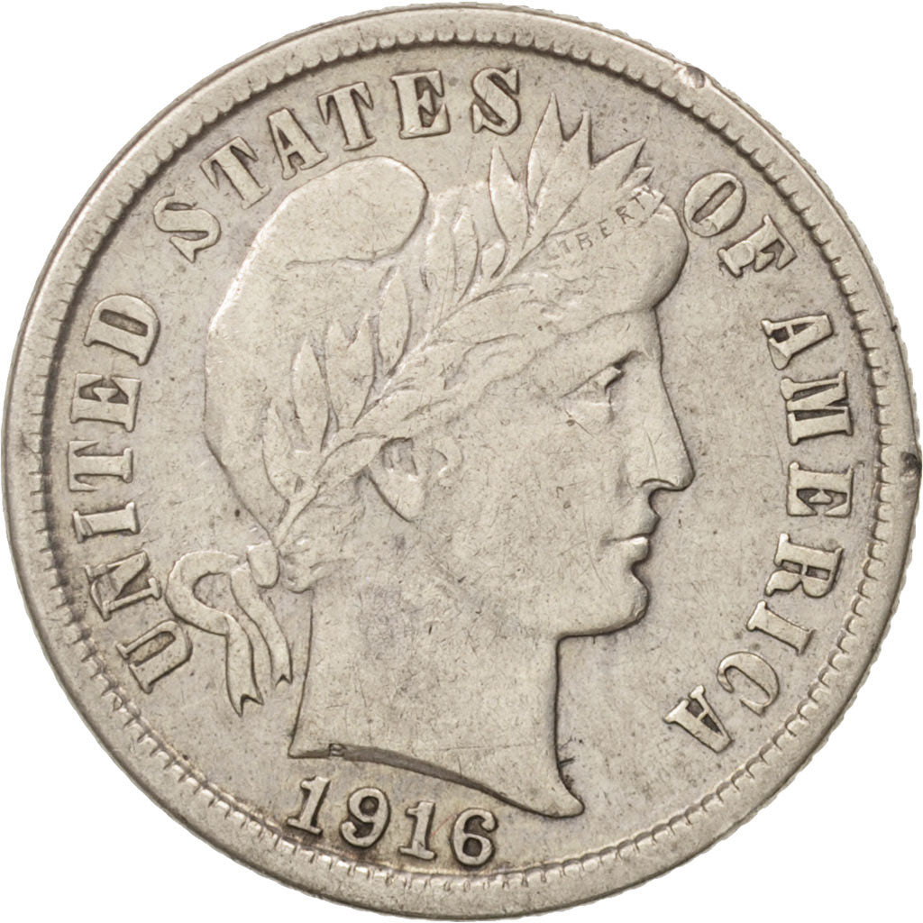 United States, Barber Dime, Dime, 1916, U.S. Mint, San Francisco, VF(30-35)