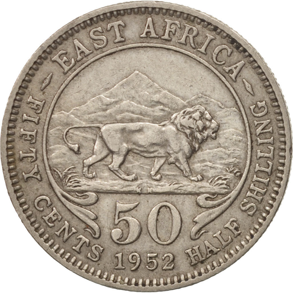 EAST AFRICA, George VI, 50 Cents, 1952, EF(40-45), Copper-nickel, KM:30