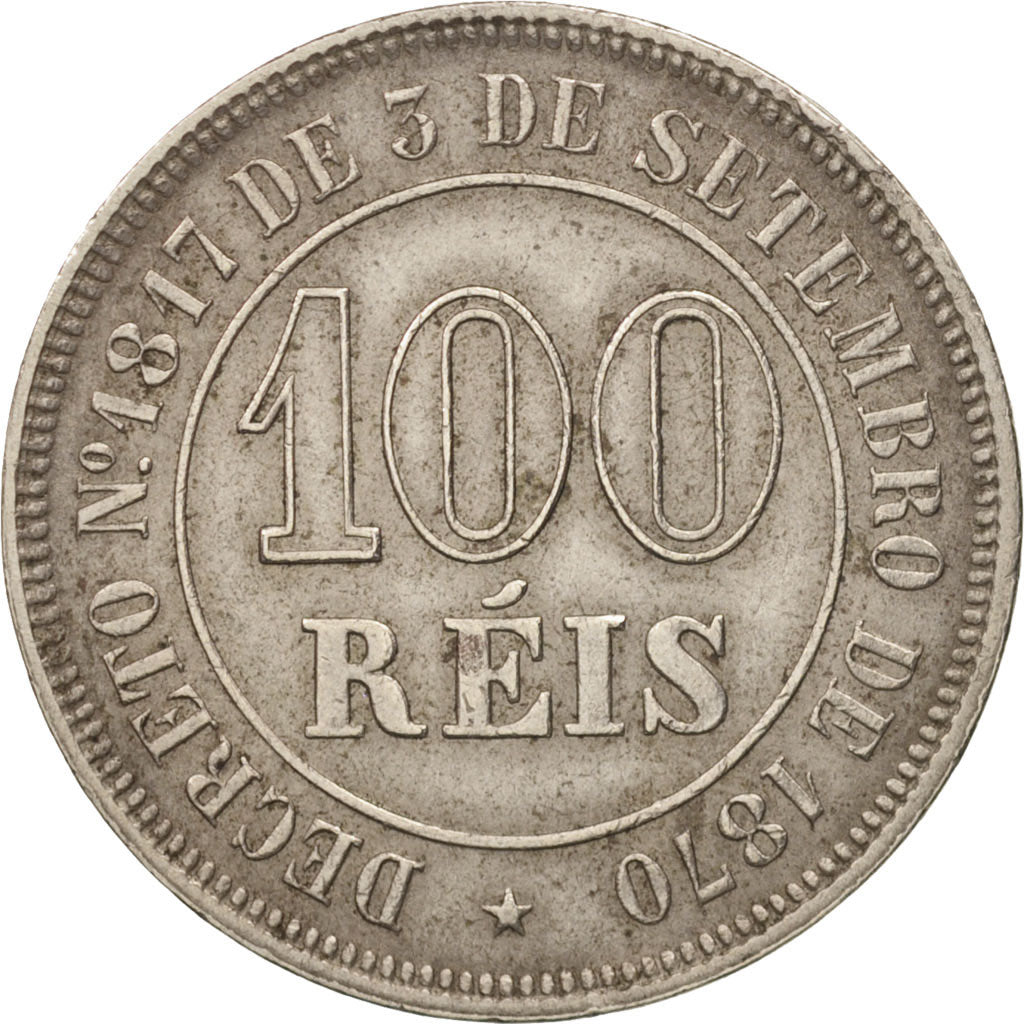 Brazil, Pedro II, 100 Reis, 1878, EF(40-45), Copper-nickel, KM:477