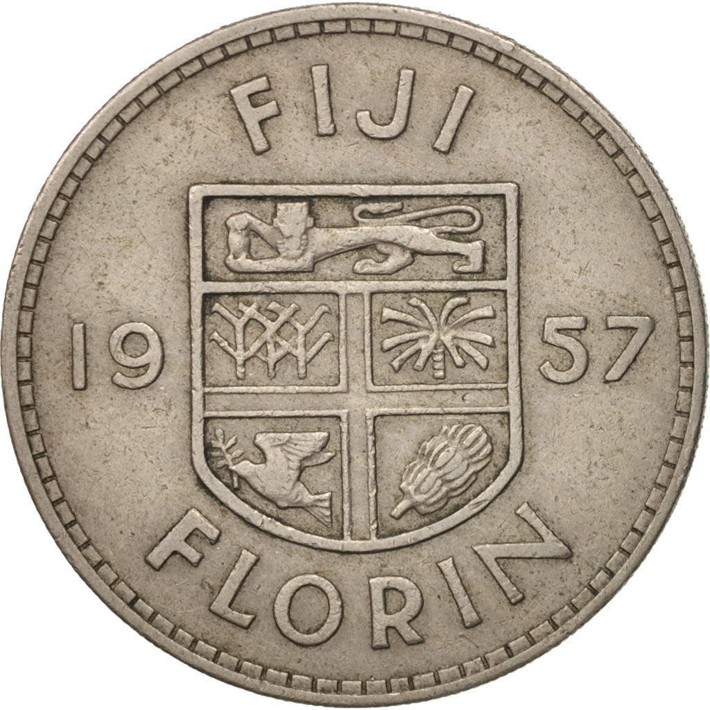 Fiji, Elizabeth II, Florin, 1957, SS, Copper-nickel, KM:24