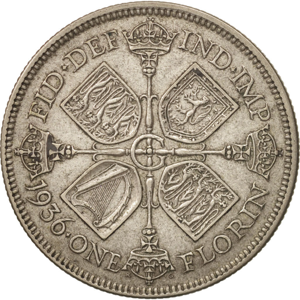 Great Britain, George V, Florin, Two Shillings, 1936, EF(40-45), Silver, KM:834
