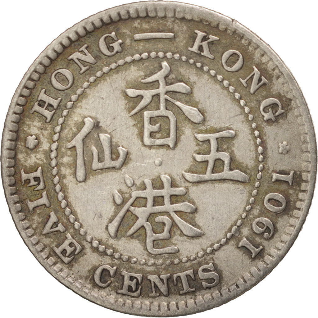 Hong Kong, Victoria, 5 Cents, 1901, VF(30-35), Silver, KM:5