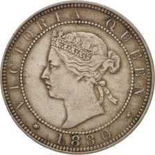 Jamaica, Victoria, Penny, 1880, Heaton, EF(40-45), Copper-nickel, KM:17