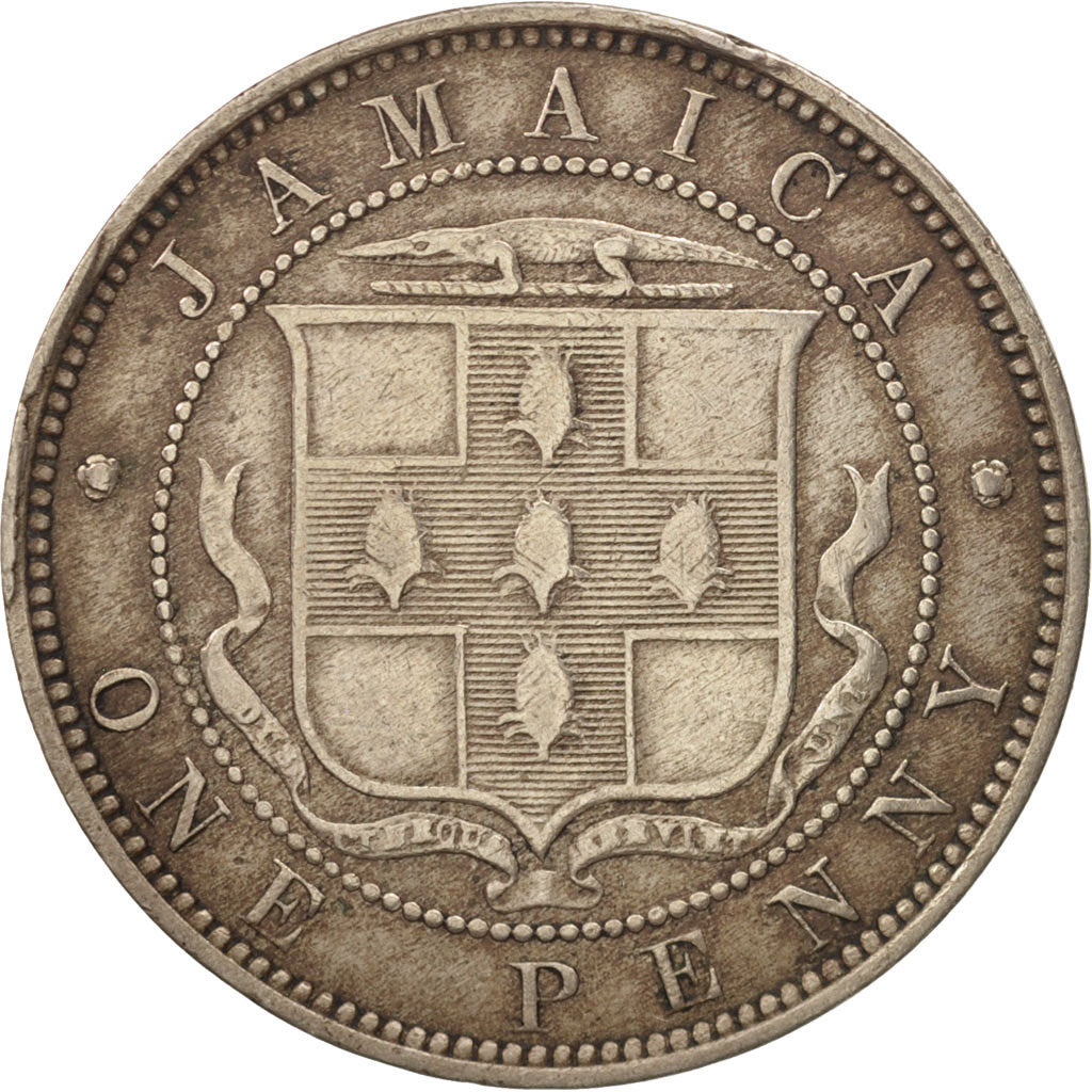 Jamaica, Victoria, Penny, 1880, Heaton, EF(40-45), Copper-nickel, KM:17