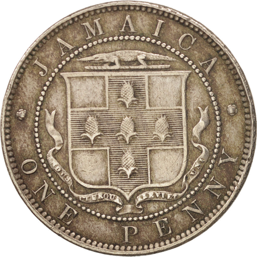 Jamaica, Victoria, Penny, 1880, Heaton, VF(30-35), Copper-nickel, KM:17