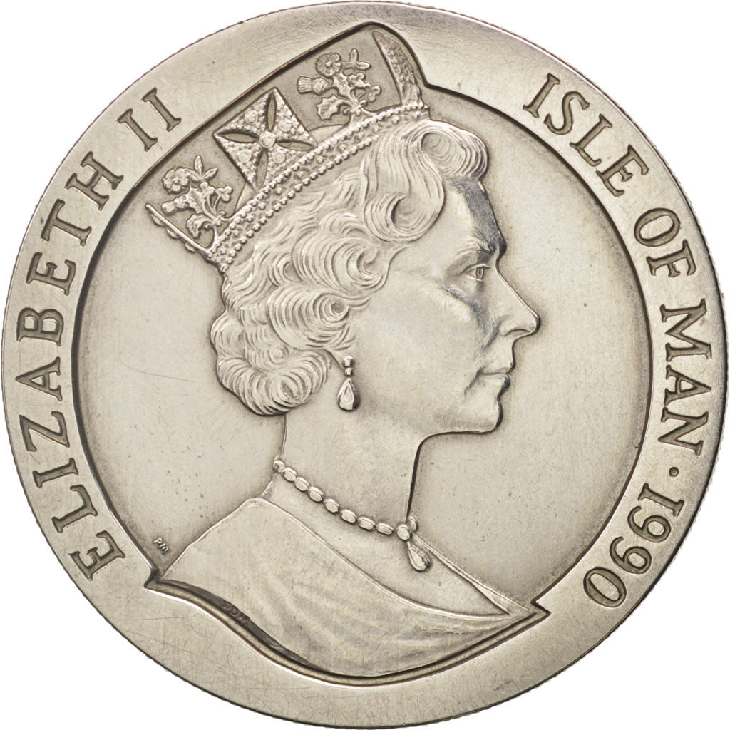 Isle of Man, Elizabeth II, Crown, 1990, Pobjoy Mint, AU(55-58), Copper-nickel