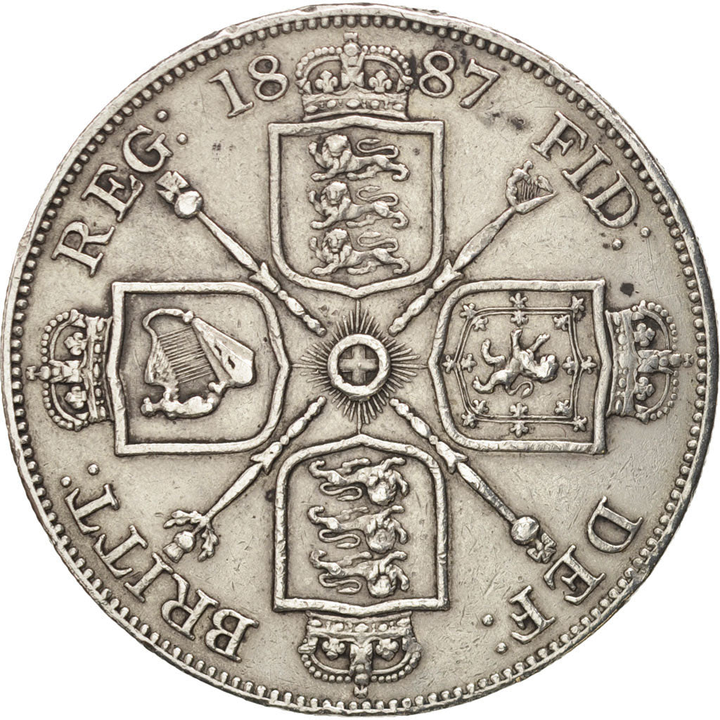 Great Britain, Victoria, Double Florin, 1887, EF(40-45), Silver, KM:763