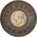 Monnaie, Grande-Bretagne, Victoria, Penny, 1844, TB+, Copper And Brass, KM:9b
