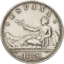 Spain, Provisional Government, 2 Pesetas, 1870, Madrid, EF(40-45), Silver