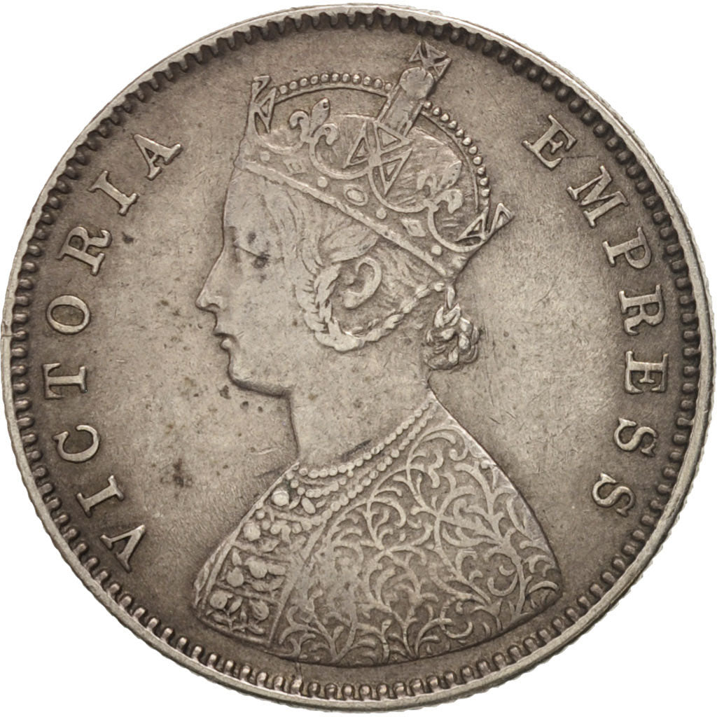 INDIA-BRITISH, Victoria, 1/2 Rupee, 1886, Bombay, VF(30-35), Silver, KM:491