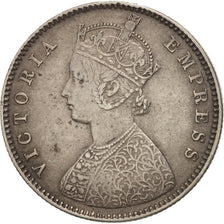 INDIA-BRITISH, Victoria, 1/2 Rupee, 1886, Bombay, VF(30-35), Silver, KM:491