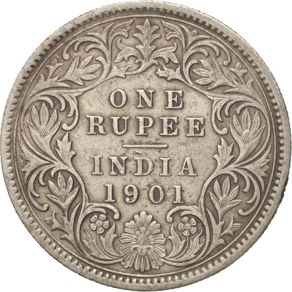 INDIA-BRITISH, Victoria, Rupee, 1901, Calcutta, VF(30-35), Silver, KM:492