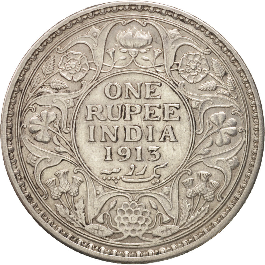 INDIA-BRITISH, George V, Rupee, 1913, SS, Silber, KM:524