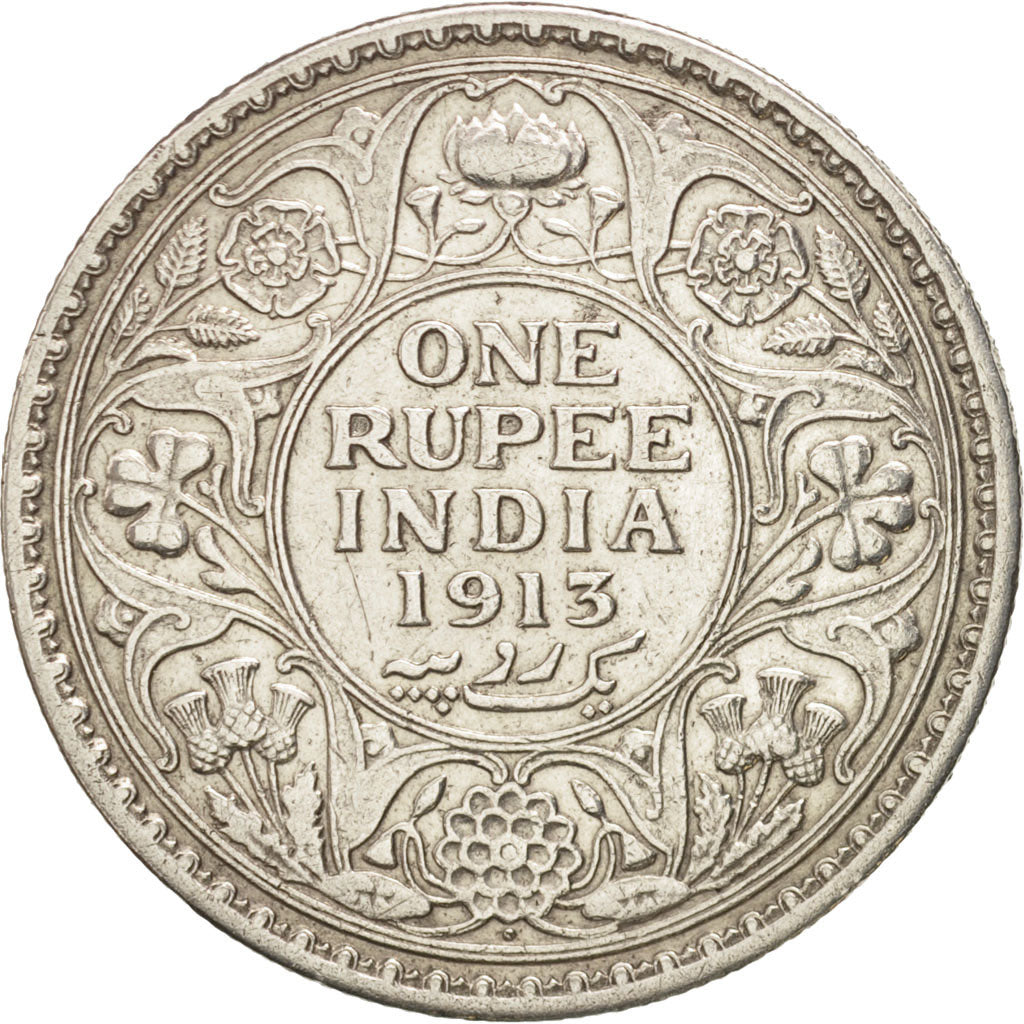 INDIA-BRITISH, George V, Rupee, 1913, S+, Silber, KM:524