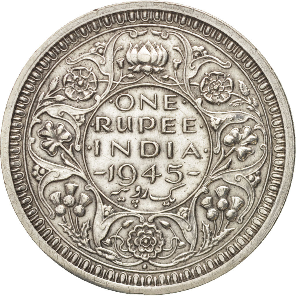 INDIA-BRITISH, George VI, Rupee, 1945, AU(50-53), Silver, KM:557.1