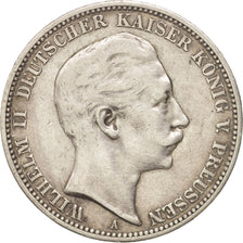 German States, PRUSSIA, Wilhelm II, 3 Mark, 1910, Berlin, EF(40-45), Silver